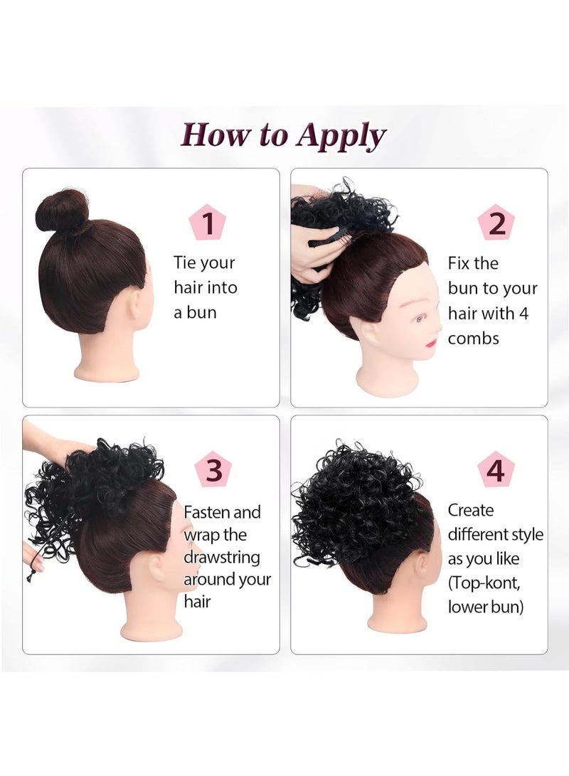 CLENEA Messy Bun Hair Piece, Elastic Drawstring Loose Wave Curly Bun Extension Curly Scrunchies Ponytail Extension Synthtic Hair Buns Hair Piece for Women Daily Use - Image 3